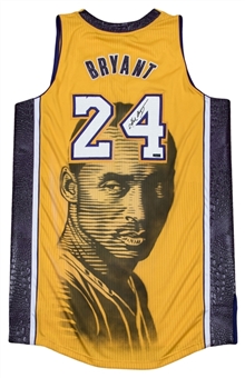 Kobe Bryant Signed Los Angeles Lakers Jersey With "King Kobe" Artwork (Panini)